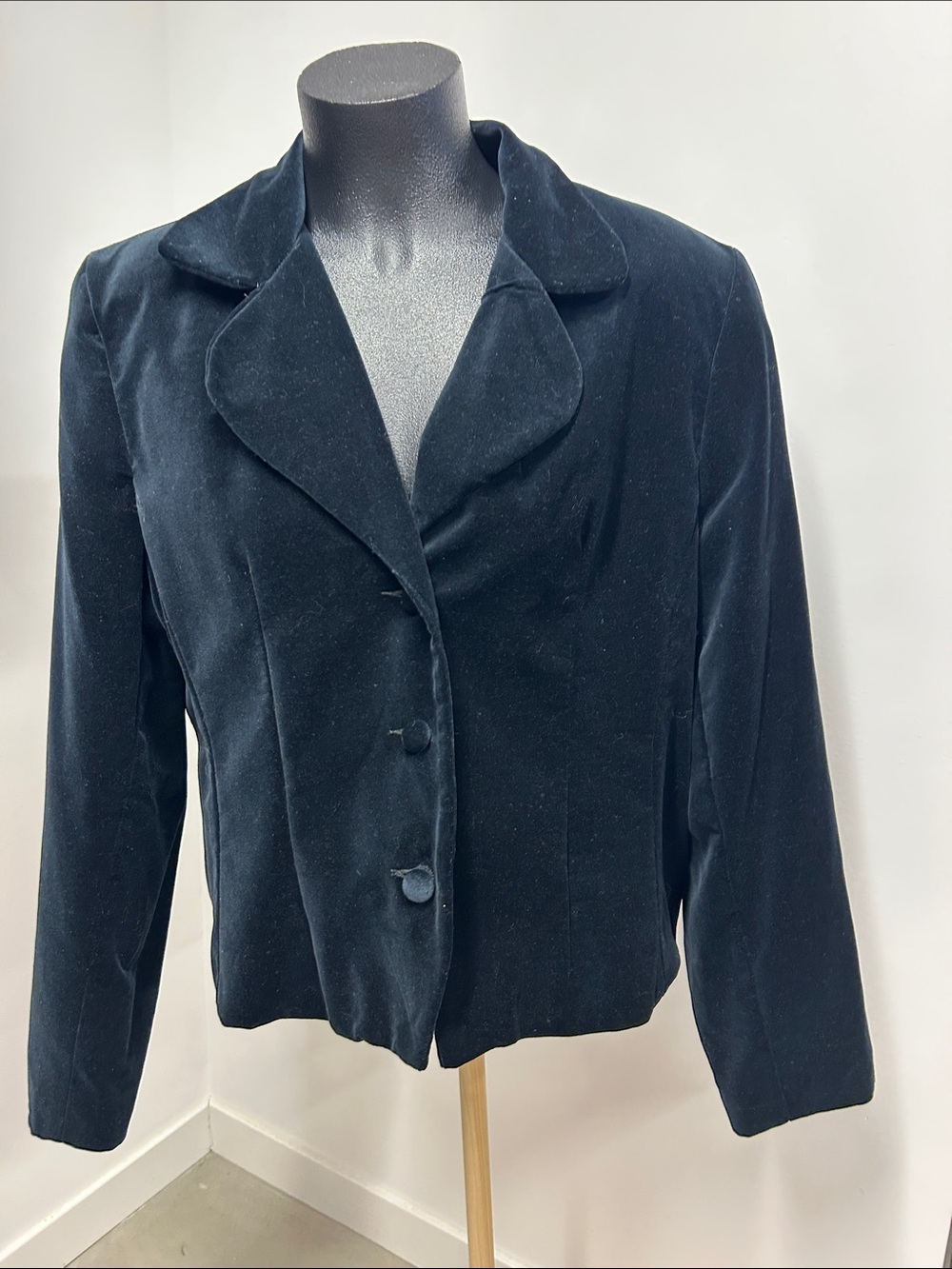 Karen Scott Black Velvet Blazer Jacket Womens Size 16 Button Up Vintage Y2K